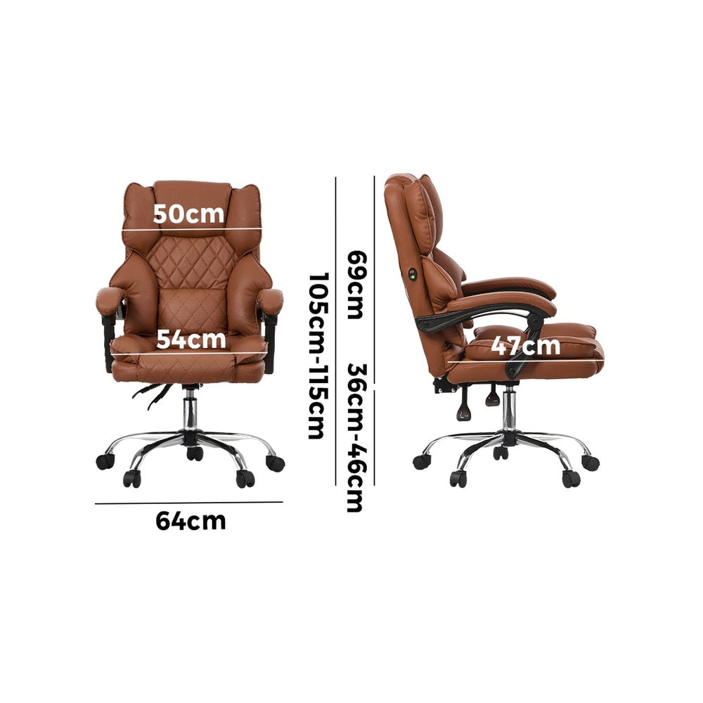 Massage Office Chair Computer Racer PU Leather Chocolate
