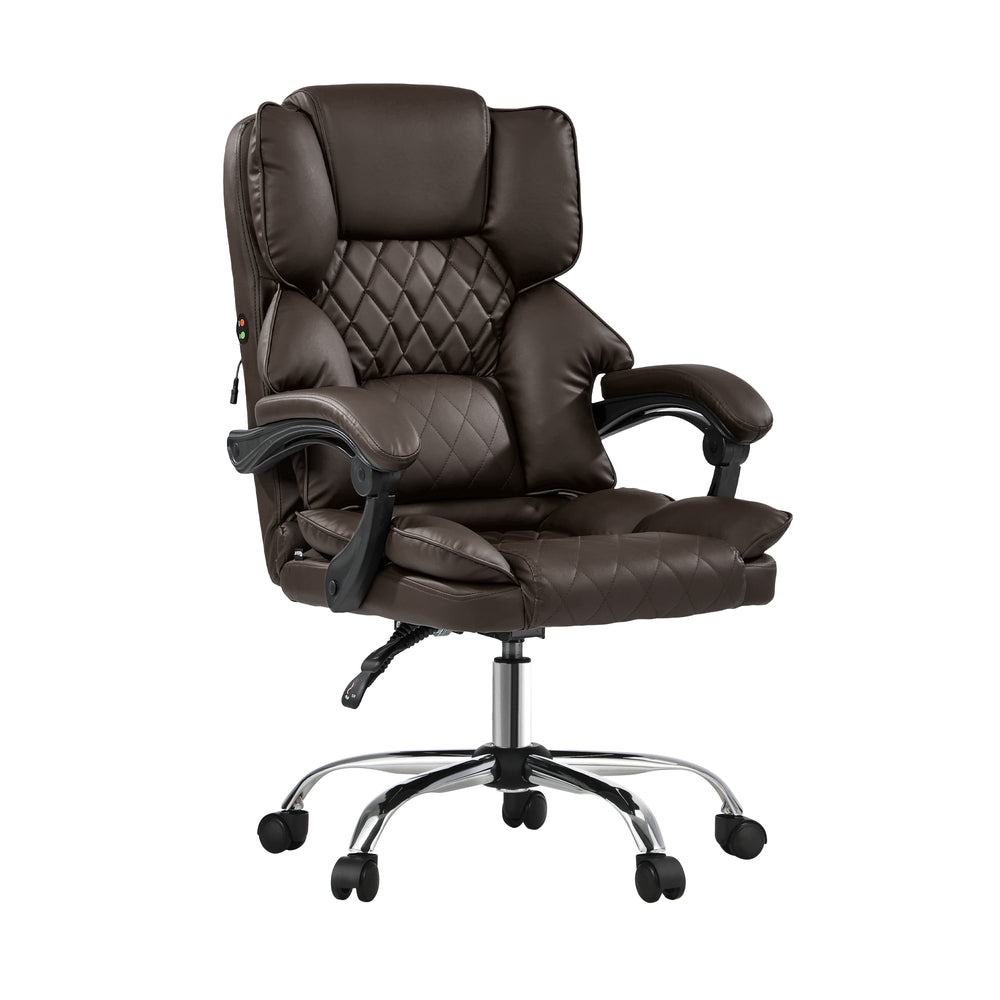 Massage Office Chair Recliner Computer Chairs PU Dark Brown