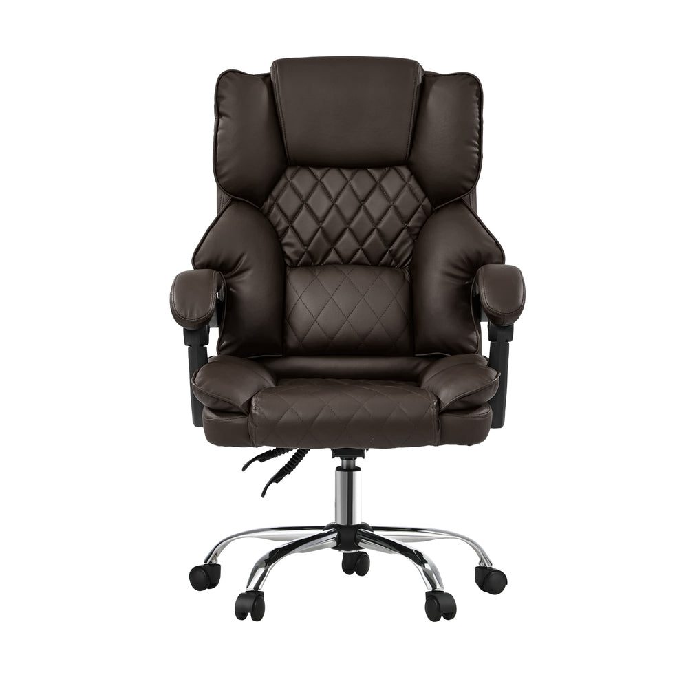 Massage Office Chair Recliner Computer Chairs PU Dark Brown