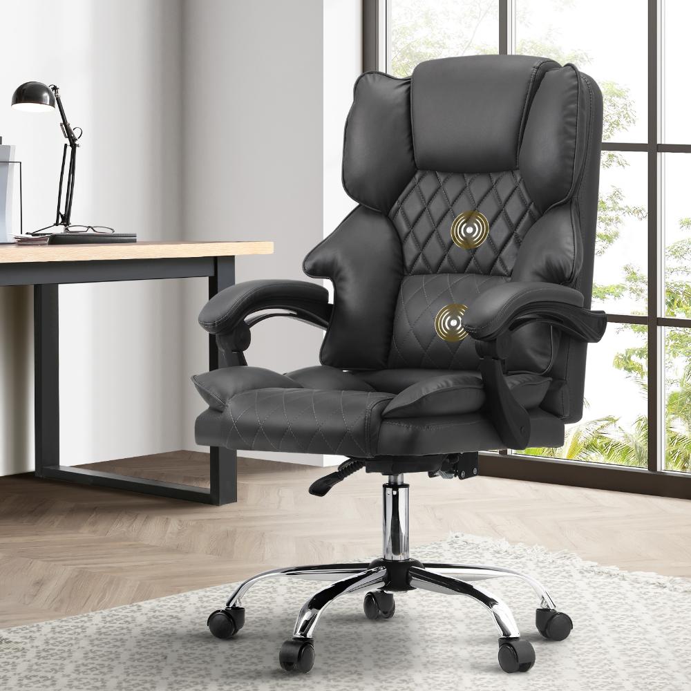 Massage Office Chair PU Leather Seat Grey