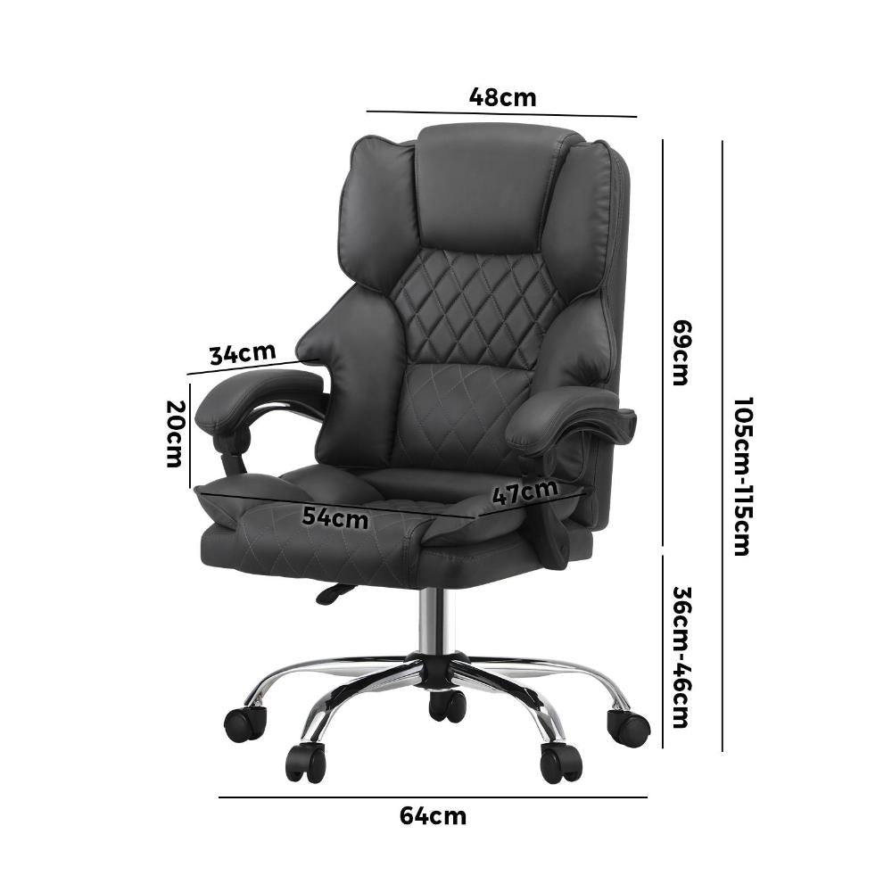 Massage Office Chair PU Leather Seat Grey
