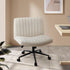 Mid Back Office Chair Wide Seat with Wheels Linen Beige