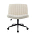 Mid Back Office Chair Wide Seat with Wheels Linen Beige