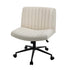 Mid Back Office Chair Wide Seat with Wheels Linen Beige
