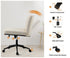 Mid Back Office Chair Wide Seat with Wheels Linen Beige