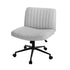 Mid Back Office Chair Wide Seat with Wheels Linen Grey