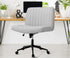 Mid Back Office Chair Wide Seat with Wheels Linen Grey