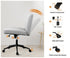Mid Back Office Chair Wide Seat with Wheels Linen Grey