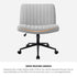 Mid Back Office Chair Wide Seat with Wheels Linen Grey