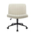 Mid Back Office Chair Wide Seat with Wheels Leather Beige