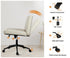 Mid Back Office Chair Wide Seat with Wheels Leather Beige