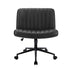 Mid Back Office Chair Wide Seat with Wheels Leather Black