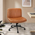 Mid Back Office Chair Wide Seat with Wheels Leather Brown
