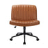 Mid Back Office Chair Wide Seat with Wheels Leather Brown