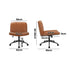 Mid Back Office Chair Wide Seat with Wheels Leather Brown