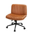 Mid Back Office Chair Wide Seat with Wheels Leather Brown