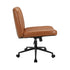 Mid Back Office Chair Wide Seat with Wheels Leather Brown