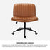 Mid Back Office Chair Wide Seat with Wheels Leather Brown