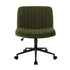 Oikiture Mid Back Armless Office Chair Wide Seat with Wheels Sherpa Green