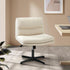 Mid Back Armless Office Chair Wide Seat Linen Beige
