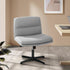 Mid Back Armless Office Chair Wide Seat Linen Grey
