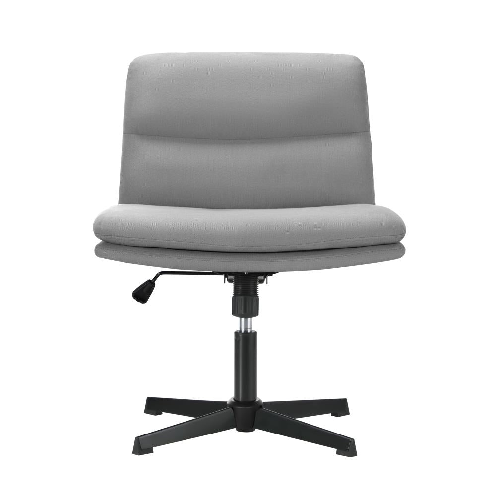 Mid Back Armless Office Chair Wide Seat Linen Grey