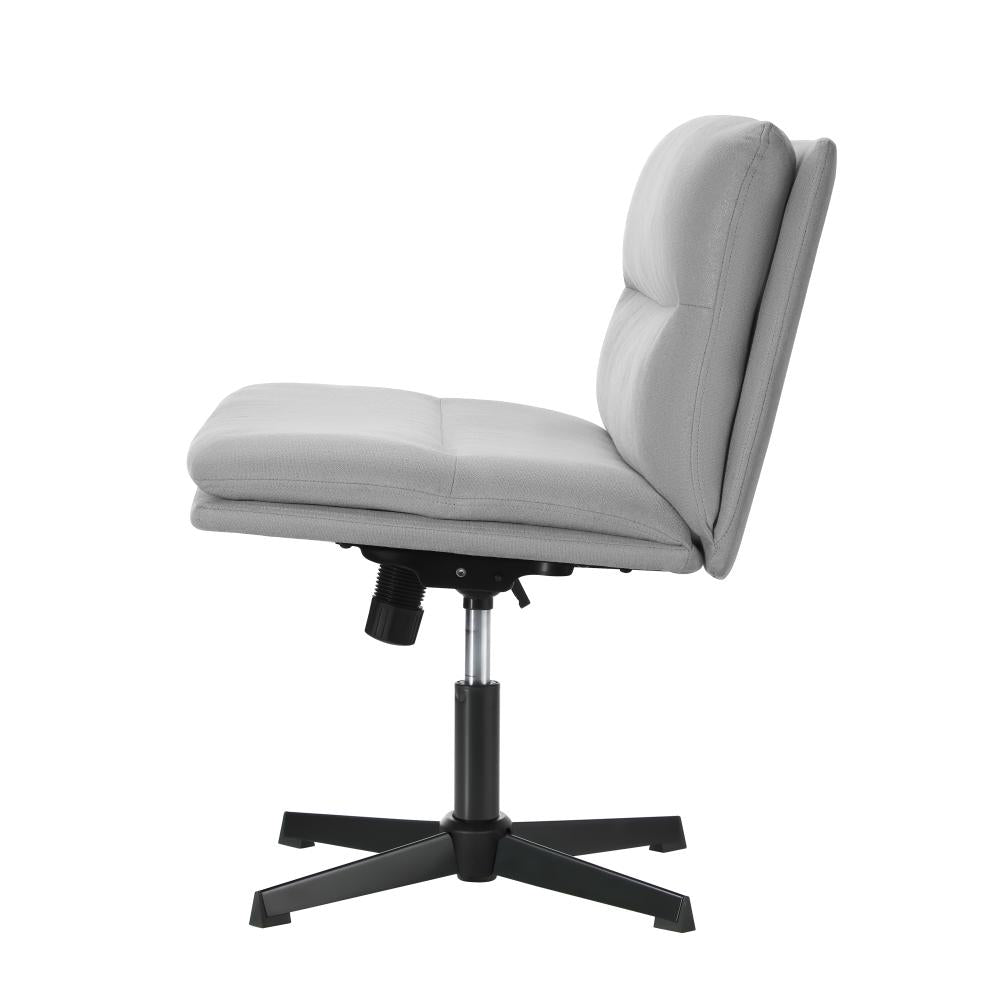 Mid Back Armless Office Chair Wide Seat Linen Grey