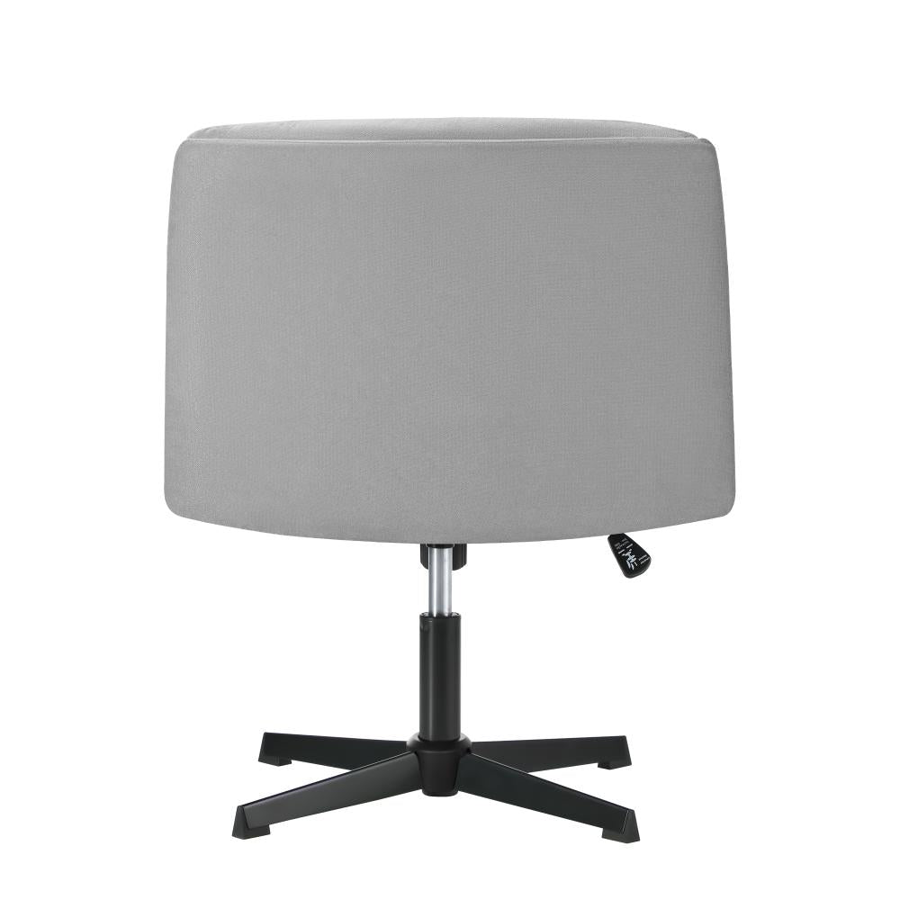 Mid Back Armless Office Chair Wide Seat Linen Grey