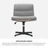 Mid Back Armless Office Chair Wide Seat Linen Grey