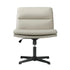 Mid Back Armless Office Chair Wide Seat Leather Beige