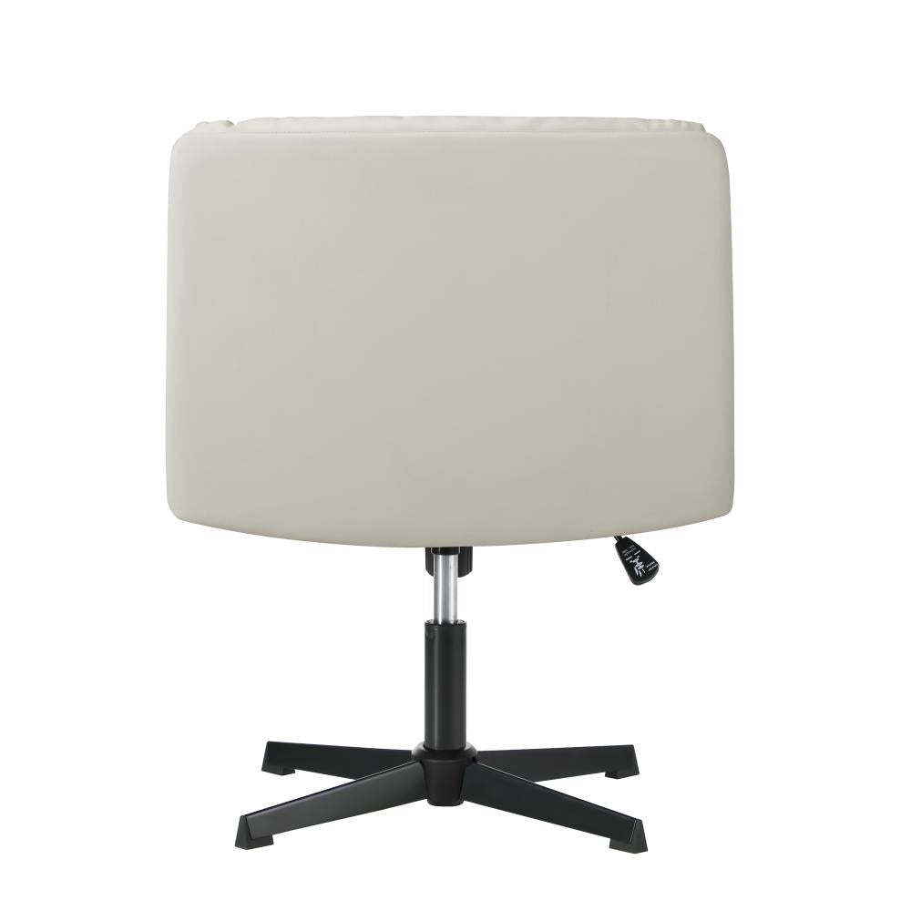 Mid Back Armless Office Chair Wide Seat Leather Beige