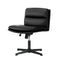 Mid Back Armless Office Chair Wide Seat Leather Black