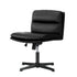Mid Back Armless Office Chair Wide Seat Leather Black