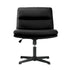 Mid Back Armless Office Chair Wide Seat Leather Black