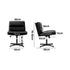 Mid Back Armless Office Chair Wide Seat Leather Black