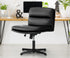 Mid Back Armless Office Chair Wide Seat Leather Black