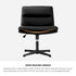 Mid Back Armless Office Chair Wide Seat Leather Black
