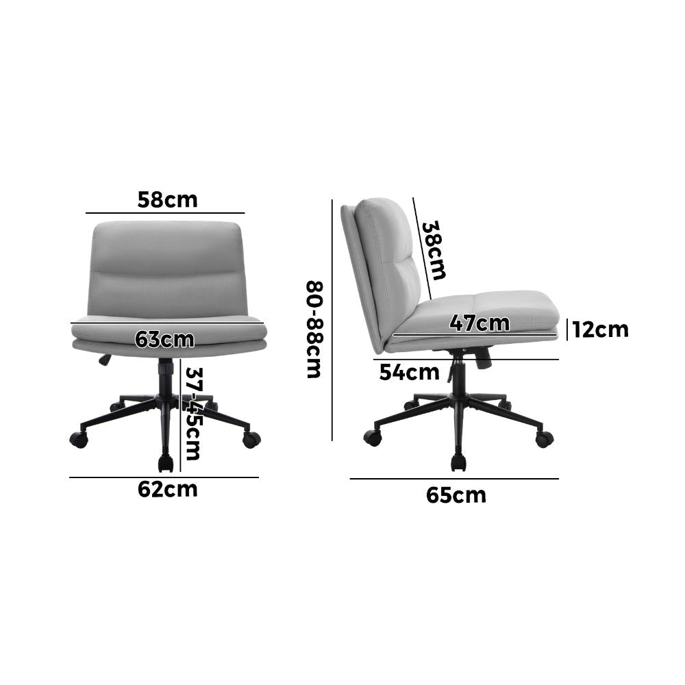 Mid Back Office Chair Wide Seat Linen Grey with Wheels