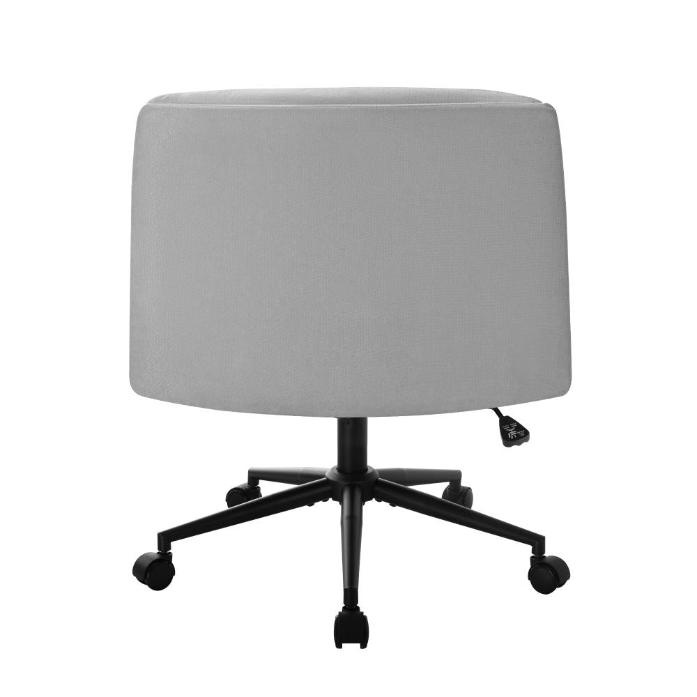 Mid Back Office Chair Wide Seat Linen Grey with Wheels