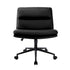 Mid Back Office Chair Wide Seat Leather Black with Wheels