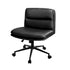 Mid Back Office Chair Wide Seat Leather Black with Wheels