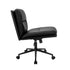 Mid Back Office Chair Wide Seat Leather Black with Wheels