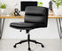 Mid Back Office Chair Wide Seat Leather Black with Wheels