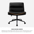 Mid Back Office Chair Wide Seat Leather Black with Wheels
