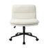 Armless Office Chair Wide Seat Boucle White with Wheels