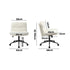 Armless Office Chair Wide Seat Boucle White with Wheels