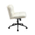 Armless Office Chair Wide Seat Boucle White with Wheels
