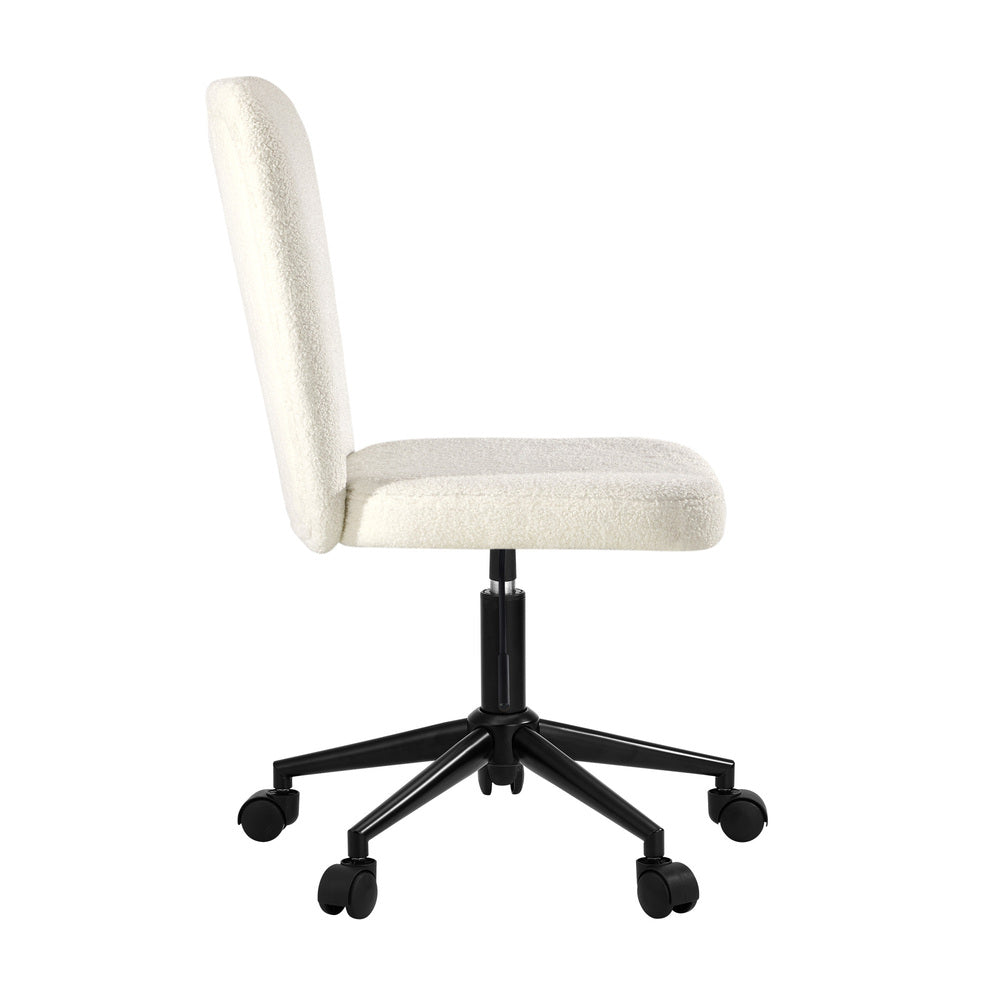 High Back Armless Office Chair Boucle White&Black