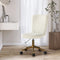 Boucle Armless Office Chair White Gold Swivel Adjustable Home Desk Chair