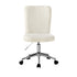 High Back Armless Office Chair Boucle White&Silver